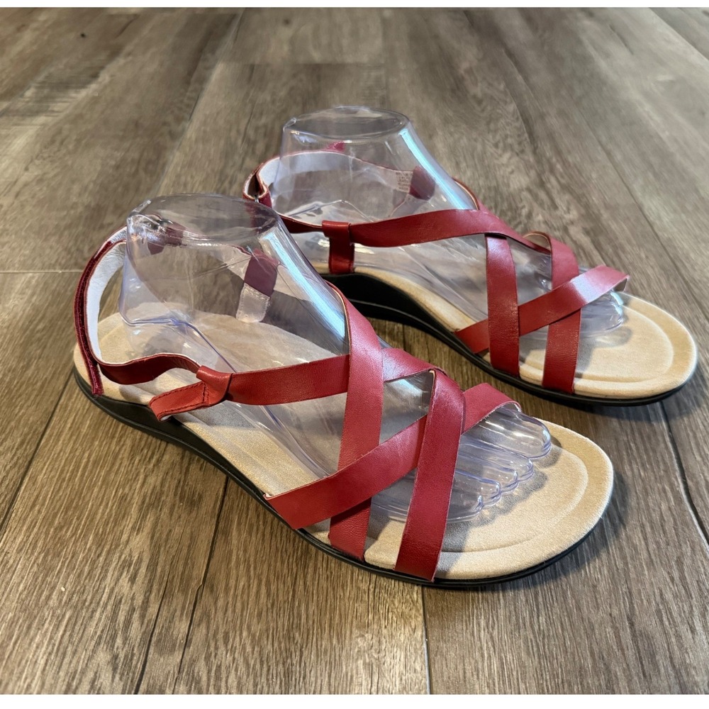 ABEO Bella Red Leather Strappy Sandals‎ Womens 10N Narrow Comfort